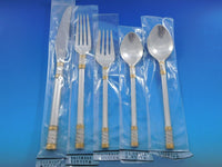 Aegean Weave Gold by Wallace Sterling Silver Flatware Set Service 34 pcs New