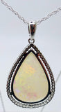 14k Gold 5.67ct Pear Genuine Natural Opal Pendant with .16ct Diamonds (#J3427)