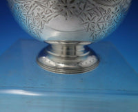 H.A. English Sterling Silver Sweet Meat Dish Bright-Cut w/Ivy Cobalt Liner #5524