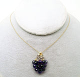 Laura Ramsey 14k Gold Briolette Genuine Natural Amethyst Grapes Pendant (#J451)