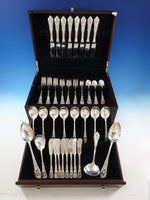 Rose Point by Wallace Sterling Silver Dinner Size Flatware Set 8 Service 60 Pcs