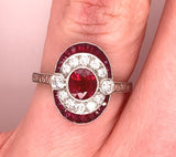 Platinum 1.78ct Genuine Natural Ruby and Diamond Ring Size 6 Jewelry (#J4860)