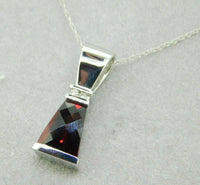 14k White Gold Specialty Cut Triangular Genuine Natural Garnet Pendant (#J2425)