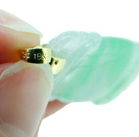 18k Yellow Gold Carved Jade Pendant A Jadeite with Report (#J4594)