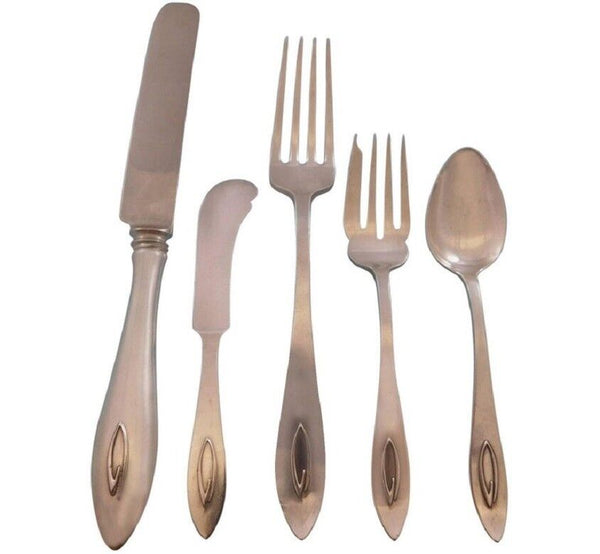Buckingham Narrow by Shreve Sterling Silver Flatware Set Service 35 Pieces