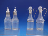 English Georgian Sterling Silver Cruet Set 7pc w/ Stand Pierced Footed (#6997)