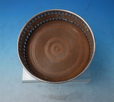English Silverplate Champagne Coaster Swags of Flowers Wood Base 4 3/4" (#5862)