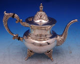 Chrysanthemum Japanese .950 Silver Tea Set 4pc with Silverplate Tray (#8818)