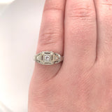 18k White Gold Filigree .07ct European Cut Genuine Natural Diamond Ring (#J6183)