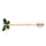 Butterfly 14k Yellow Gold Stick Pin with Enamel (#J6016)