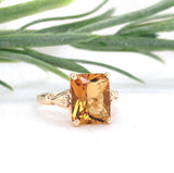 10k Yellow Gold 2.91ct Genuine Natural Citrine Ring Size 4.75 Jewelry (#J7395)