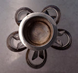 Sterling Silver Candlestick w/ Five Flower Petal Shaped Base 1 1/4" x 3" (#7166)