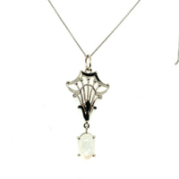 14k White Gold Oval 2.84ct Genuine Natural Moonstone Pendant (#J5367)
