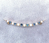 14k Yellow Gold Montana Sapphire and Pearl Crescent Pin (#J5469)