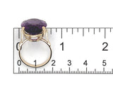 18k Yellow Gold 13.98 Carat Oval Genuine Natural Amethyst Ring Size 7 (#J7373)
