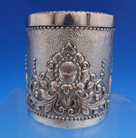 800 Silver Tea Caddy with Foliage and Scroll 3 3/8" x 2 7/8" Yogya (#8176)