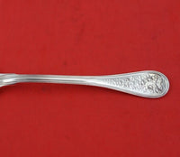 Coin Silver Dessert Spoon with Thread Edge and Roses 7 3/8" Heirloom Silverware