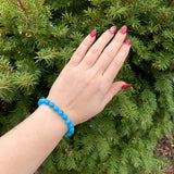 Fine 8mm Ithaca Peak Blue Genuine Turquoise Bead Bracelet w/Lobster Clasp #J7234
