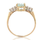 14k Yellow Gold 1.31 Carat Genuine Natural Aquamarine and Diamond Ring (#J6930)