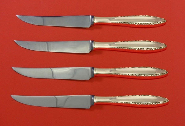 Lace Point by Lunt Sterling Silver Steak Knife Set 4pc HHWS  Custom Made 9"