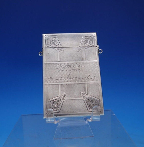 Albert Coles Coin Silver Card Case Engine Turned Engraved w/Loops #225 (#6811-2)