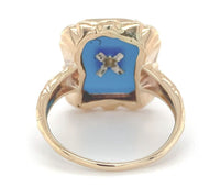 10k Yellow Gold Genuine Natural Blue Onyx and Diamond Ring Size 5.75 (#J6600)