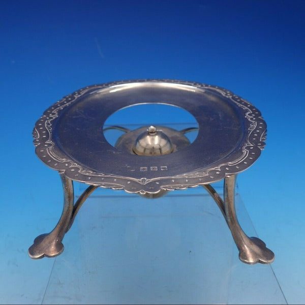 1902 Scottish Silver Oval Warming Stand with Burner and Chased Border (#4214)