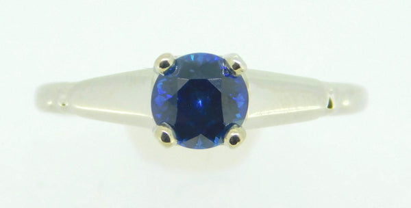 Platinum .63ct Blue Genuine Natural Sapphire Solitaire Ring Size 4.5 (#J4215)