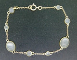 18k Yellow Gold 6.5ct Genuine Natural Moonstone Bracelet Jewelry (#J4560)