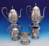 Normandie by Wallace Sterling Silver Tea Set 5pc Hand Chased (#9270) Beautiful!