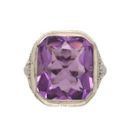 14k Gold Filigree Art Deco Large 7.90 Carat Genuine Natural Amethyst Ring #J7016