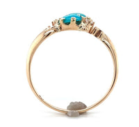 10k Rose Gold Victorian Genuine Natural Turquoise and Diamond Ring 5.5 (#J6569)