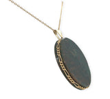 14k Yellow Gold Genuine Natural Bloodstone Pendant Necklace Jewelry (#J7096)