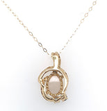 14k Yellow Gold Genuine Natural Opal Pendant with Sapphires (#J6227)