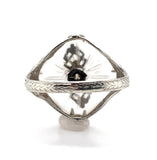 14k Gold Filigree Genuine Natural Rock Crystal Diamond Ring Size 7.75 (#J6207)