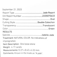 18k White Gold 4.17 Carat A Jadeite Jade and Diamond Ring w/ GIA Report (#J7014)