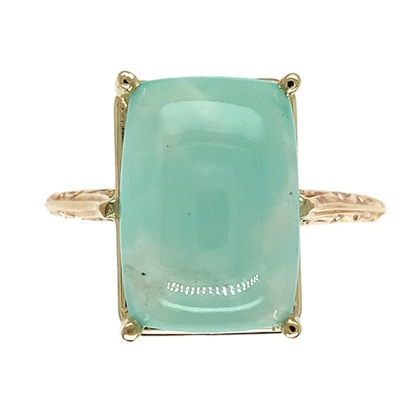 10k Yellow Gold 6.95 Carat Genuine Natural Aquaprase Ring Size 8.75 (#J7213)