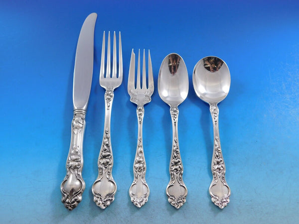 Violet by Wallace Sterling Silver Flatware Service for 12 Set 64 pcs no monogram