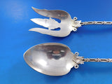 Ludwig Redlich and Co Sterling Silver Salad Serving Set 2pc with Flowers 9"