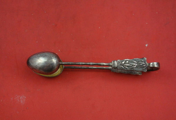 Chinese Export by Wang Hing Sterling Silver Sugar Tongs 5" w/ Bamboo Design