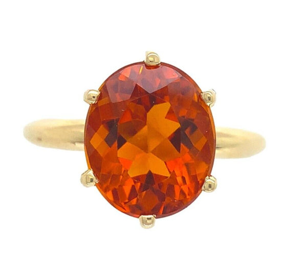 14k Yellow Gold 4 Carat Vibrant Orange Genuine Natural Citrine Ring (#J6797)