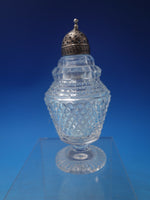 Silverplate Cruet Set 7 Piece with Footed Caddy and 6 Glass Bottles (#6489)