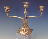 Chrysanthemum by Tiffany and Co Sterling Silver Candelabra Pair 3-Light (#0140)
