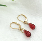 14k Gold 4.43 Carat TW Genuine Natural Garnet Briolette Drop Earrings (#J7133)