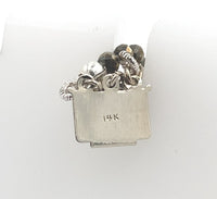 14k White Gold Triple Strand Beaded Pyrite Necklace Jewelry 16.5-18" (#J7235)