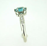 14k White Gold 2.88ct Blue Genuine Natural Zircon and Diamond Ring (#J5004)