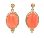 14k Yellow Gold Natural Coral Drop Earrings 11.53ct Total Weight (#J7293)