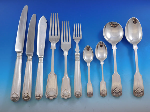 Fiddle Shell by Roberts & Belk English Silverplated Flatware Set Service 94 pcs