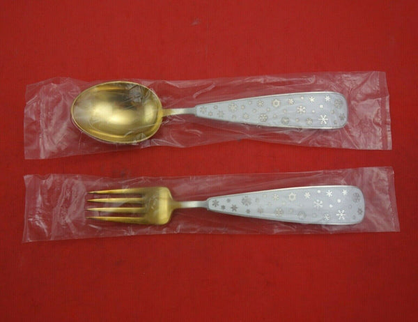 Christmas by A. Michelsen Sterling Silver Fork and Spoon Set 2pc 1945 Crystals