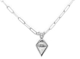 14k White Gold Necklace with Custom Cut 1/2 ct Genuine Diamond Pendant (#J7609)